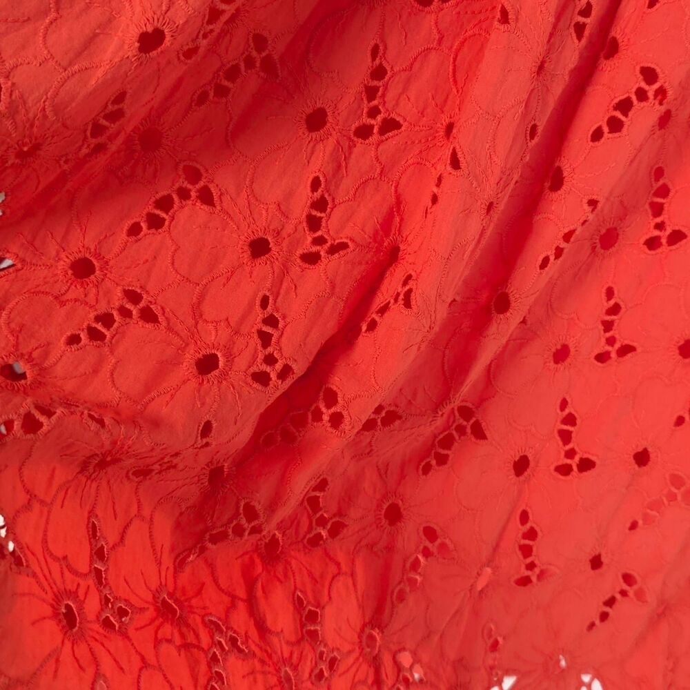 Anthropologie Coral Eyelet Ruffle Mini Dress - Picture 7 of 10
